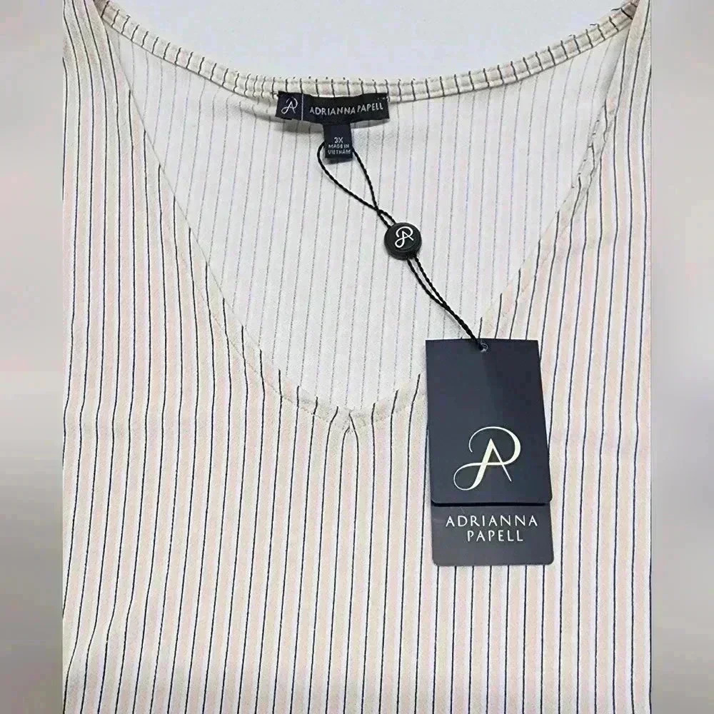 NWT-ADRIANNA PAPELL Tunic/Top Striped, Stretchy, Long Sleeve, 3X - Picture 9 of 13
